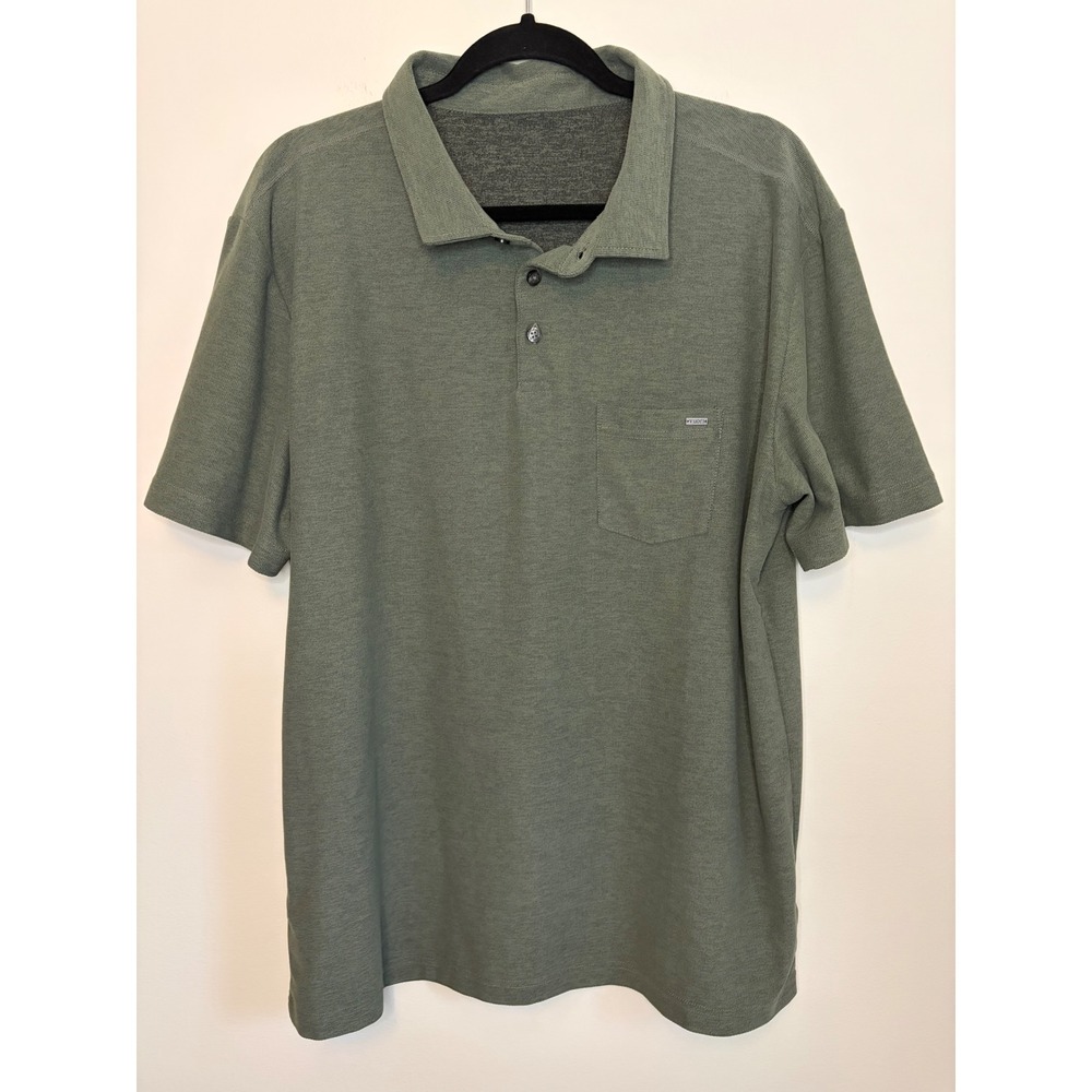 Vuori Mens Short Sleeve Polo Shirt Green Heathered Pocket Golf Performance XL